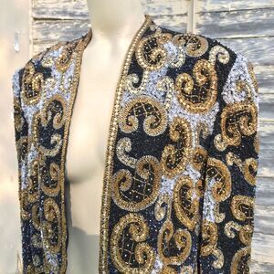 Lillie Rubin Sequin and Bead Silk Jacket, vintage